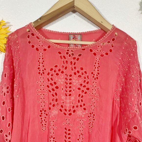 Johnny Was Embroidered Eyelet Tunic Coral Size Small Women’s - Picture 5 of 12
